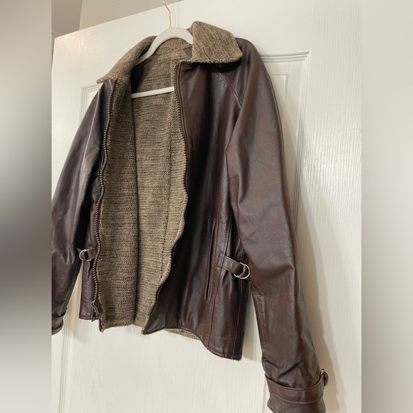 Men's Vintage Leather Bomber Jacket with Wool Lining Size M - Picture 5 of 11